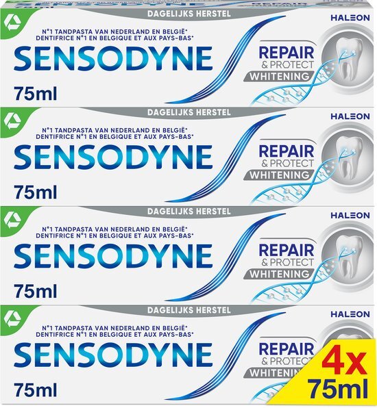 Sensodyne Repair &amp; Protect Whitening Tandpasta voor gevoelige tanden 4x 75 ml