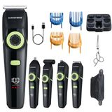 BarberBoss 5-in-1 baardverzorgingsset voor heren, draadloze tondeuse voor mannen, lichaam en oor, neusverzorger, detailtondeuse met precisiewijzerplaat, complete gezichtsverzorger voor heren