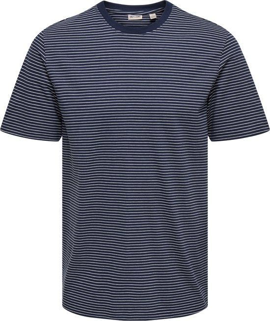 Only & Sons T-shirt Onsfred Life Rlx Ss Stripe Tee Noos 22036384 Navy Blazer/gardenia Mannen Maat - L