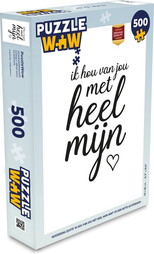 MuchoWow Puzzel Quotes - Ik hou van jou met heel mijn hart - Spreuken - Mama - Legpuzzel - Puzzel 500 stukjes