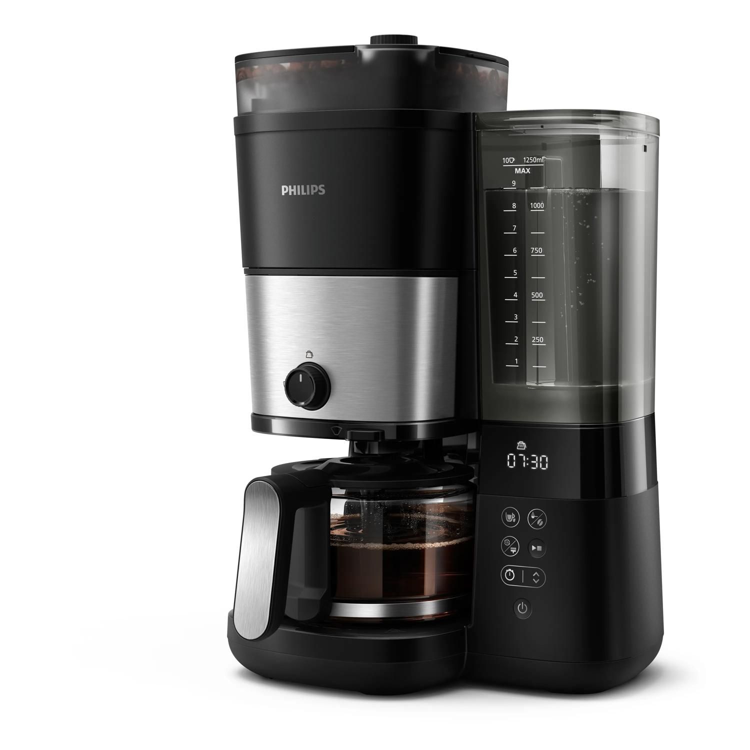 Philips All-in-1 Brew HD7888 - Filter Coffee Machine with Grinder - Black/Silver