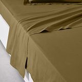 Today Essential - Bedlaken voor tweepersoonsbed, 240 x 300 cm, katoen, effen, bruin, queen