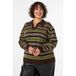 Zizzi Plus Size gebreide gestreepte trui met wol - groen