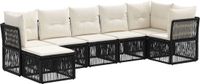 vidaXL - Tuinbank - Set - 7 zitplekken - Zwart - Polyrattan