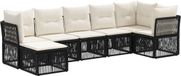 vidaXL - Banc de jardin - Ensemble - 7 places assises - Noir - Polyrattan