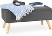 Merkloos Relaxdays Opbergbank, gevoerd, houten poten, kist met stoffen bekleding, 39,5 x 79,5 x 39 cm, grijs, 1 stuk