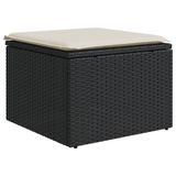 VidaXL Tuinkruk met kussen 55x55x37 cm poly rattan zwart