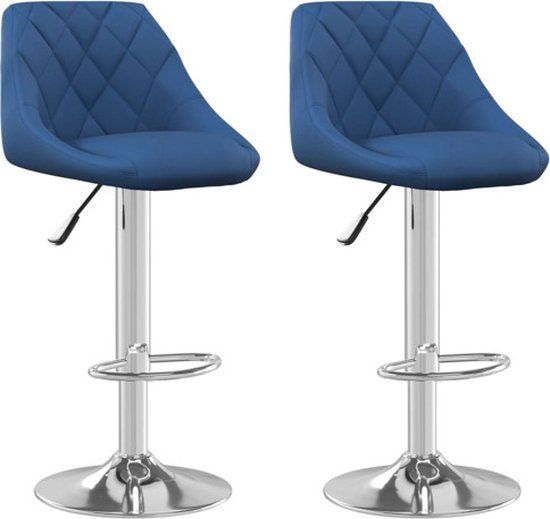 VidaXL Barkrukken 2 st fluweel blauw
