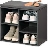 Kesper Schoenenrek met zitvlak - donkergrijs - 5 paar schoenen - spaanplaat - L51xB30xH48 cm