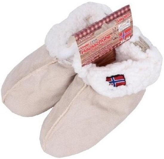 - Gevoerde pantoffels/sloffen beige voor kinderen 32-34