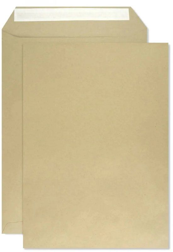 Netuno Akte enveloppen A4 - zonder venster - B4 - 250 x 353 mm - 250 stuks - zelfklevend met plakstrip - 100 gram - Bruin