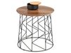 Table basse ronde style noyer & acier noir 50 cm