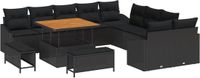 vidaXL Banc de jardin avec coussin et rangement 13 pièces noir polyrotin