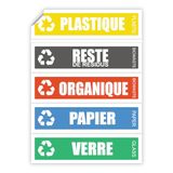 Ambiance Sticker Zelfklevende etiketten van pvc, recyclingafvalemmer, zacht, waterdicht, wasbaar, voor afvalbeheer, zelfklevend, 5 etiketten van 15 x 4 cm
