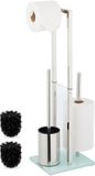 Merkloos Relaxdays 3-delige Toiletaccessoireset - Roestvrij Staal - Vrijstaand - Zilver