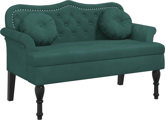 vidaXL Bankje met kussens 120,5x65x75 cm fluweel donkergroen
