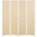 Paravent en bois naturel 4 panneaux 180x180 cm, séparateur de pièce pliable