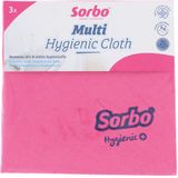 Sorbo Hygienic Cloth - Antibacterieel Behandelde Schoonmaakdoek - 3 Stuks - Absorberend - Roze