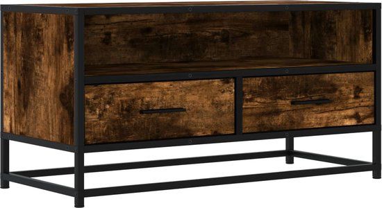 vidaXL Tv-meubel 80x34,5x40cm bewerkt hout metaal gerookt eikenkleurig