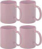 Bellatio Design Tasses à café/Gobelets - 4x - Céramique - Brillant - Avec anse - Vieux rose - 370 ml