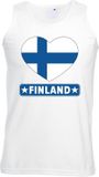 Bellatio Decorations Finland singlet shirt/ tanktop met Finse vlag in hart wit heren L