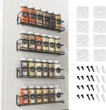 Merkloos Metaal kruidenrek hangend - 4-delige set voor aan de muur - zonder boren - keukenkast organizer - wandkeukenrek voor specerijen - 29 x 6 x 65 cm