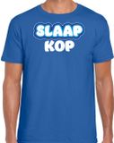 Bellatio Decorations T-shirt voor heren - slaapkop - blauw - carnaval/foute party XXL