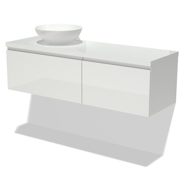 Maxaro Badkamermeubel Modulo Plato 140cm Hoogglans Wit 2 Lades Greeploos