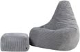 icon - Dalton XL Zitzak Fauteuil met Poef - Gaming - Ribfluweel - Grijs