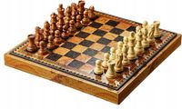 Luxgifts 3-in-1 Houten Spel: Schaken, Dammen & Backgammon (35x35cm)
