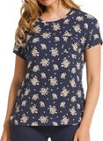 Pastunette Deluxe Pyjama top dames - NOS - Donkerblauw pyjama shirt korte mouw - Bloemen print - L