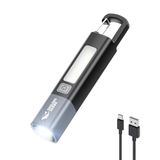 Smiling Shark G1 Led-zaklamp, hoge prestaties, oplaadbaar, met zijlicht, 3 modi, zoombaar, waterdicht, kleine krachtige zaklamp met haak voor wandelen/noodgevallen, zwart