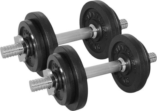 Tunturi Dumbbellset - 20kg - Adjustable Weight - Cast Iron - Black