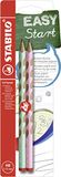 STABILO EASYgraph Pastel Ergonomisch Grafietpotlood voor Rechtshandigen HB 2 Stuks Roze/Groen
