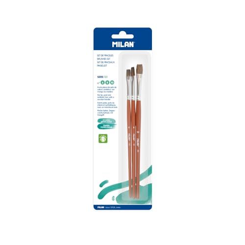 MILAN® Blisterverpakking met 3 platte penselen - Serie 121 - Nr. 6, 8 en 10