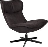 Housecraft Living John Fauteuil Zwart - Design Fauteuil met Draaibaar Onderstel