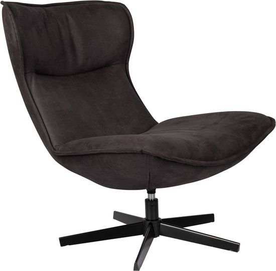 Housecraft Living John Fauteuil Zwart - Design Fauteuil met Draaibaar Onderstel