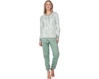 Pastunette Nordic Leaf Pyjama Katoen Interlock Wit/Groen Maat 46