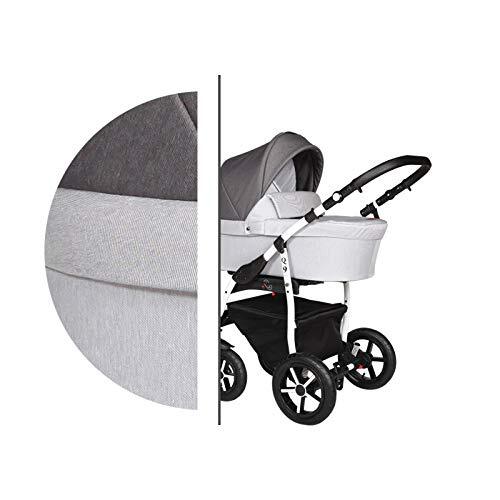 Lux4Kids Reissysteem 3in1 Isofix Buggy Pram Carrycot Pushchair Q9 door ChillyKids 2in1 without baby seat Concrete White Q9/180C