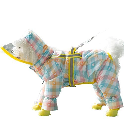 MINGCHEN Kat kleine hond regenjassen licht raster patroon reflecterende mode waterdichte puppy kleding outdoor ademende regenachtige dag huisdier benodigdheden