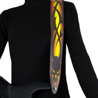 Holland Connections Gitaarband Leer Gele schedel met weerhaak Verstelbaar Voor akoestische-bas-elektrische gitaren Made in Canada.