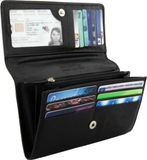 Garzini portemonnee dames overslag, portefuille dames RFID, Leren portemonnee, groot model dames portefeuille muntvak, briefgeldvak, 13 pasjes