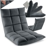 tectake® Relaxstoel - Relaxfauteuil - XXL vloerstoel - Opvouwbaar met ligfunctie - Vloerstoel met verstelbare rugleuning - Te gebruiken als fauteuil, zitkussen, vloerkussen, relaxligstoel of voor meditatie - Grijs