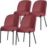 ML-Design Eetkamerstoelen set van 4 rood met rugleuning, gestoffeerde stoelen voor eetkamer & keuken