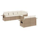 VidaXL 7-delige Loungeset met kussens, poly rattan, beige