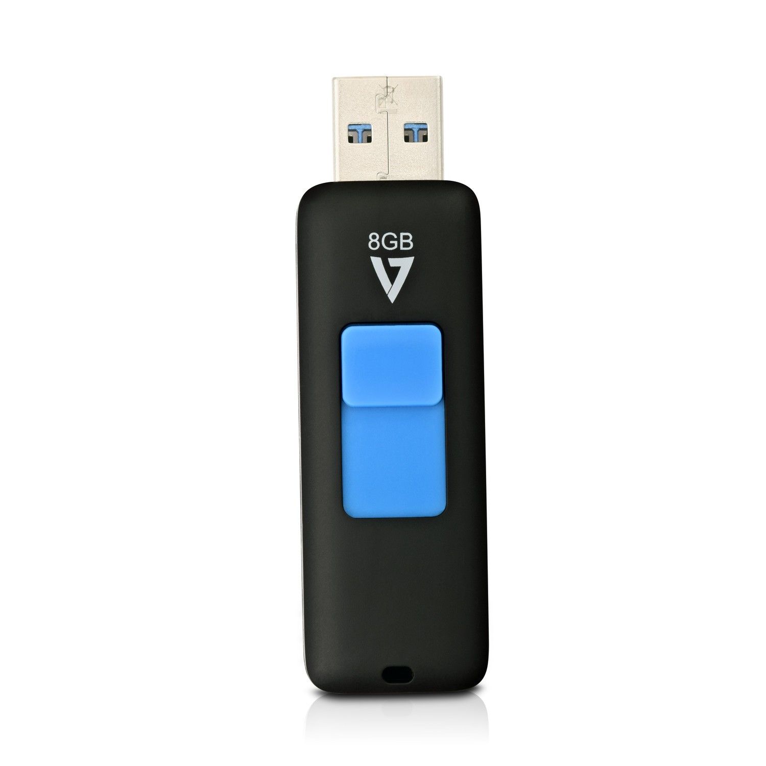 V7 VF38GAR-3E USB Flash Drive - 8GB - USB 3.2 Gen 1 - Black/Blue