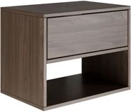 Selsey Framme – Hangend nachtkastje met lade en open vak, walnoot houtlook, 50 cm