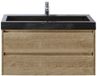 BES LED Dante Badmeubelset 100 cm - Natuur Eiken - Wastafel Hardsteen Wit Lucca