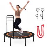 CITYSPORTS Trampoline de fitness, diamètre 101 cm, avec poignée pour adultes, mini-trampoline pliable avec système de bandes élastiques, poignée réglable