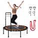 CITYSPORTS Trampoline de fitness, diamètre 101 cm, avec poignée pour adultes, mini-trampoline pliable avec système de bandes élastiques, poignée réglable